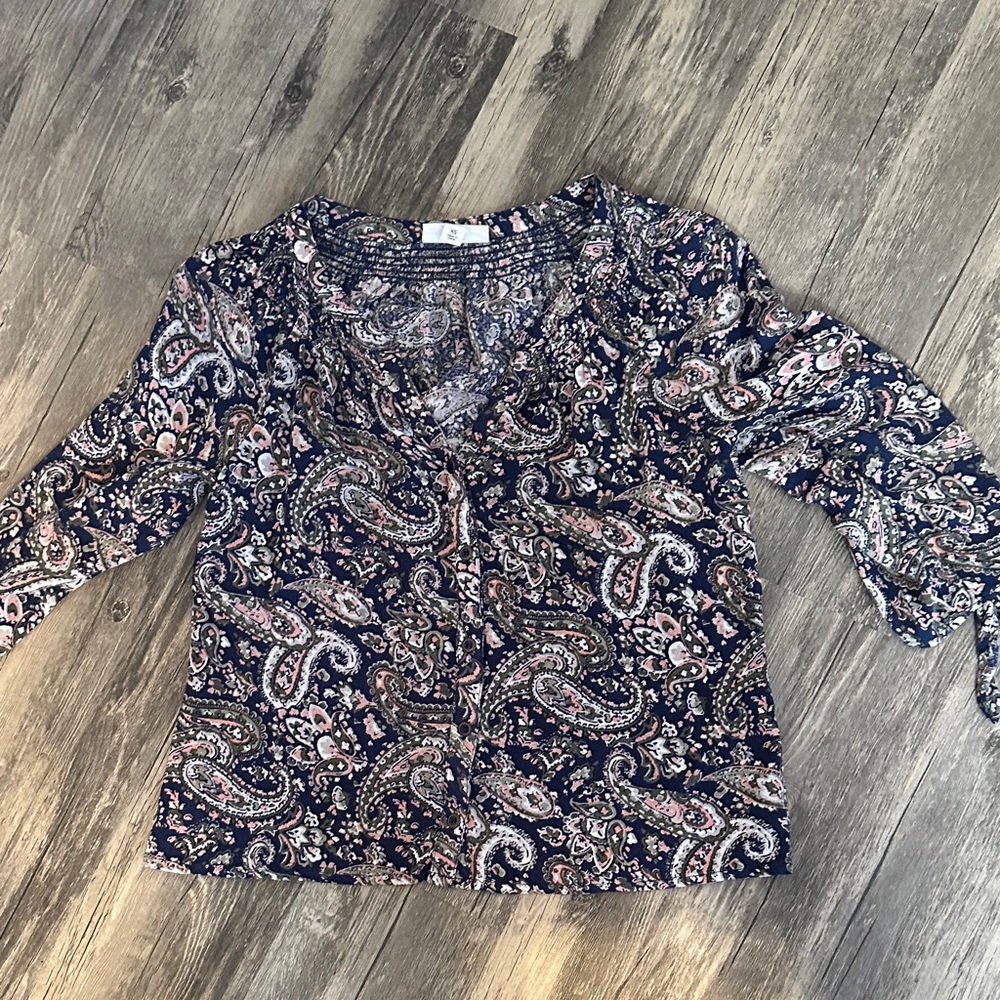 Westport‎ Navy and Pink Paisley Blouse - Picture 10 of 13